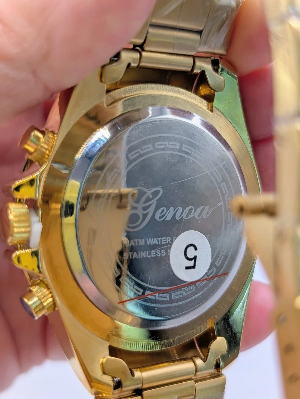 Genoa Gold Men's Stainless Steel Sports Watch with Rainbow Crystal Bezel